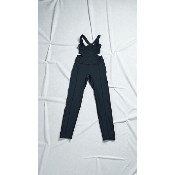 Free People Movement Back It Up Romper Jumpsuit Bodysuit Leotard Black Sz XS NWT - Picture 2 of 9